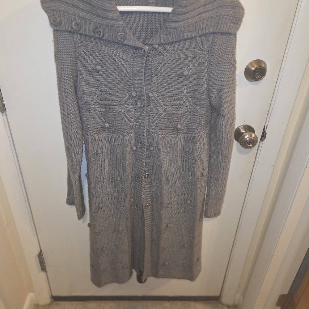 Apt. 9 Gray Long Knit Button Cardigan Sweater Coat Size M